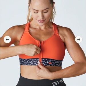 SHEFIT Flex Orange Sports Bra with Black and White Band